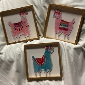 Set of 3 Llama Wall Art Decor